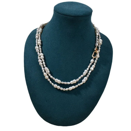 New Natural Baroque Shape Pearl Necklace Hollow Core Freeform Freshwater 8 Letter Fashionable Sweater Chain Original Design