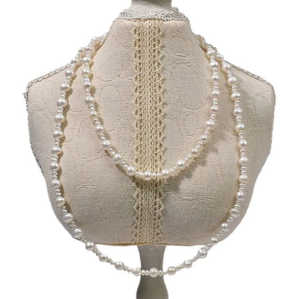 Retro Baroque Irregular Freshwater Pearl Long Necklace Women Fashion Multi-Layered Stacking Sweater Chain Jewelry Accessory
