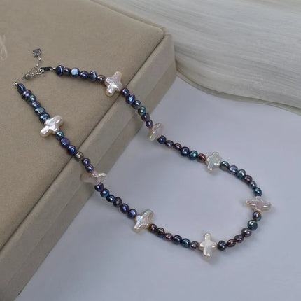 Natural Freshwater Pearl Necklace Collection For Women Elegant Simple Irregular Lockbone Chain Necklace Baroque Style