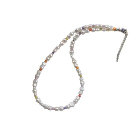 Natural Freshwater Pearl Necklace Collection For Women Elegant Simple Irregular Lockbone Chain Necklace Baroque Style