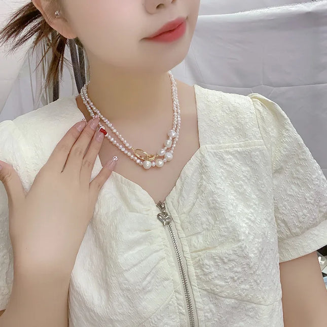 French Vintage Baroque Multi-Layer Long Sweater Chain Necklace Women's Pearl Pendant Collarbone Chain Fashion Jewelry Accessory