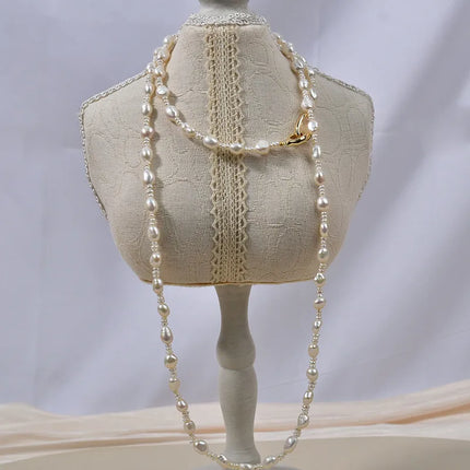 Natural Freshwater Pearl Necklace Women's Long Elegant Original Design Mixed Color Baroque Irregular Shape Straight Hole