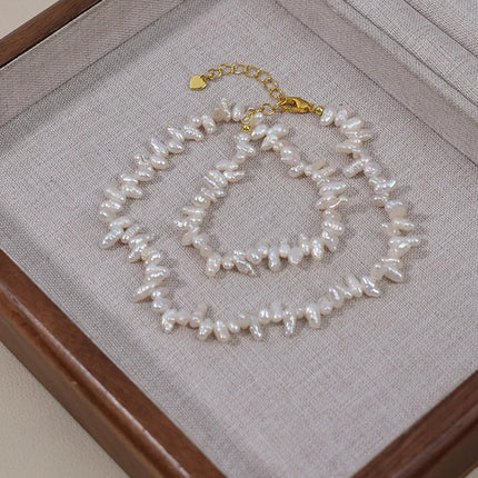 Natural Freshwater Pearl Necklace Three-Seven Holes Design Versatile Women's Jewelry Original Design Elegant Neck Chain