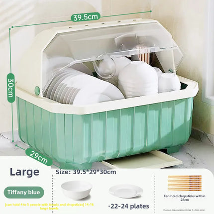 Golden Cat Kitchen Draining Cupboard with Lid for Bowl Box for Bowl and Dish Plate Chopsticks Tableware Household Storage Shelf Storage Box