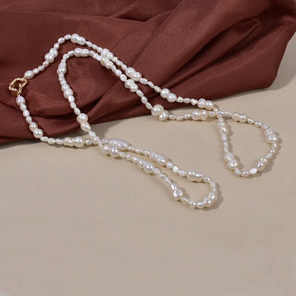 New Natural Baroque Shape Pearl Necklace Hollow Core Freeform Freshwater 8 Letter Fashionable Sweater Chain Original Design