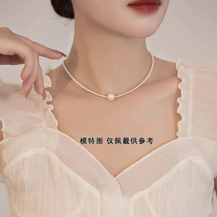 Elegant Natural Single Baroque Pearl Necklace Versatile Simple Style Choker French Vintage Clasp Road Open Link Chain