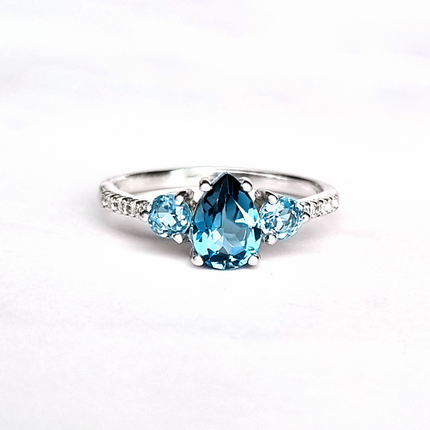 London Blue and Swiss Blue Topaz Ring in Sterling Silver